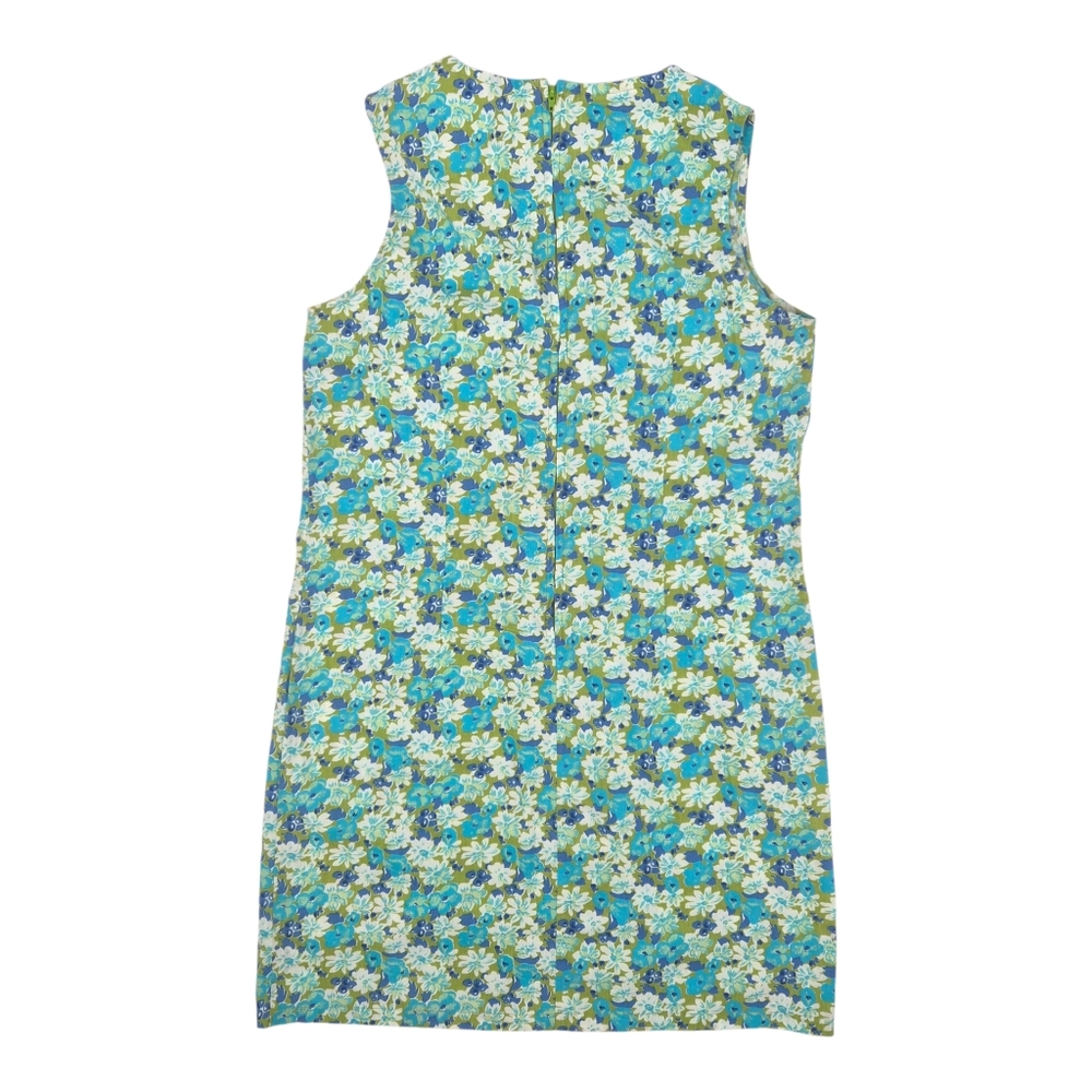 Y2k Faded Glory‎ Blue Green Cotton Floral V-Neck Dress Size M - Picture 3 of 6